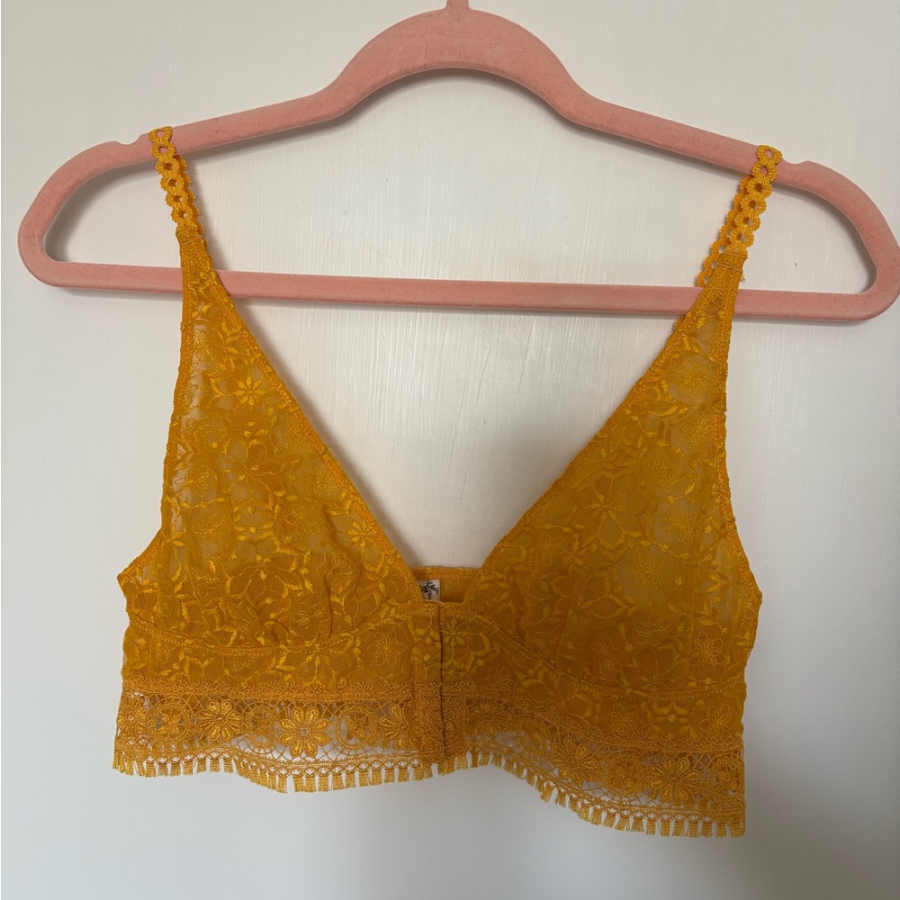 Free People Yellow Lace Bralette